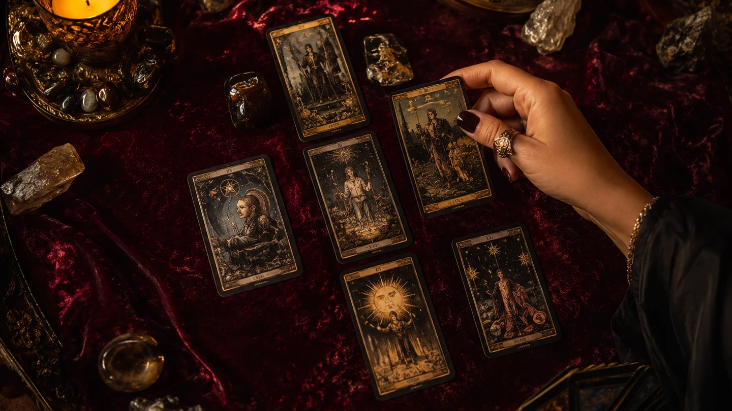 Cartas e Tarô preparados para leitura