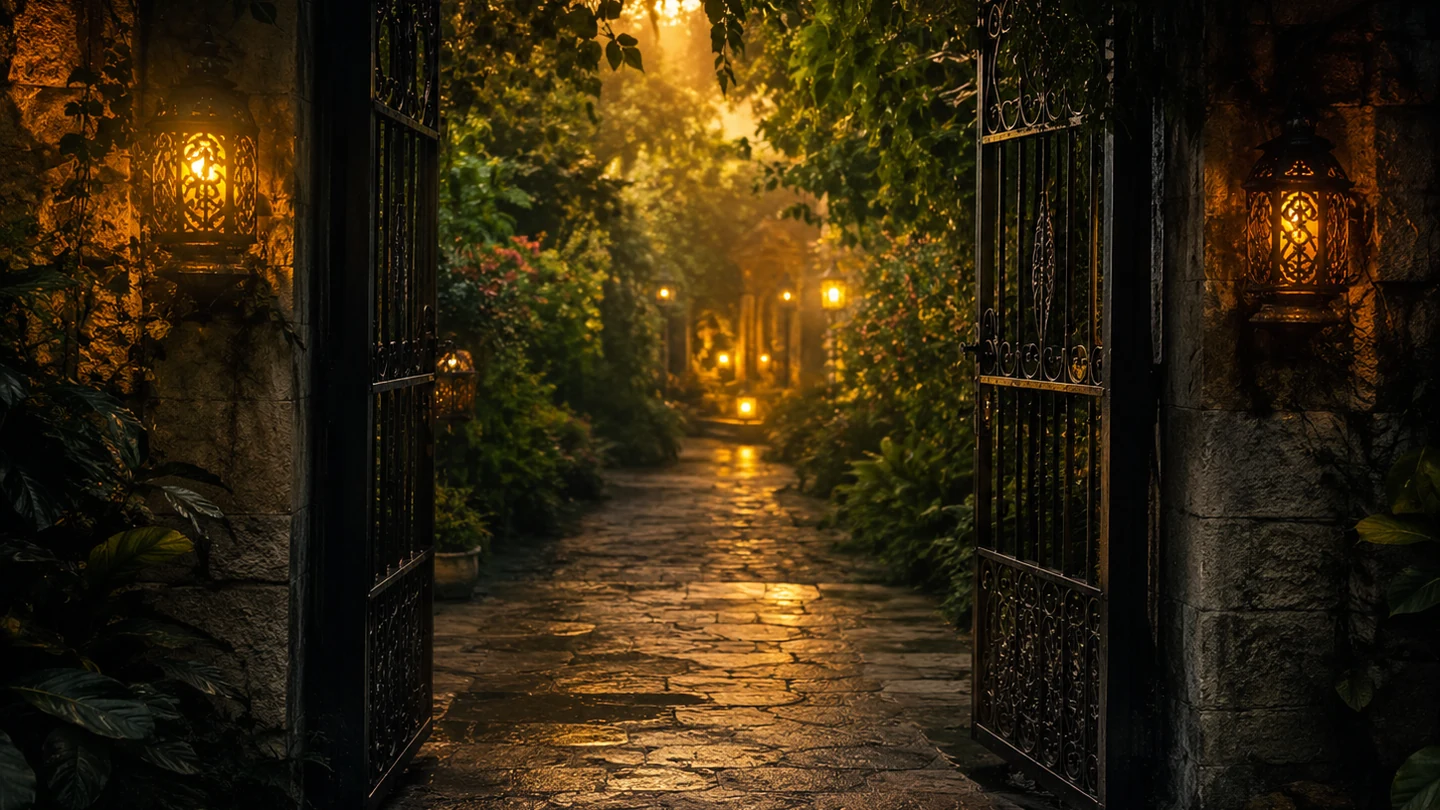 Caminho iluminado representando novos ciclos