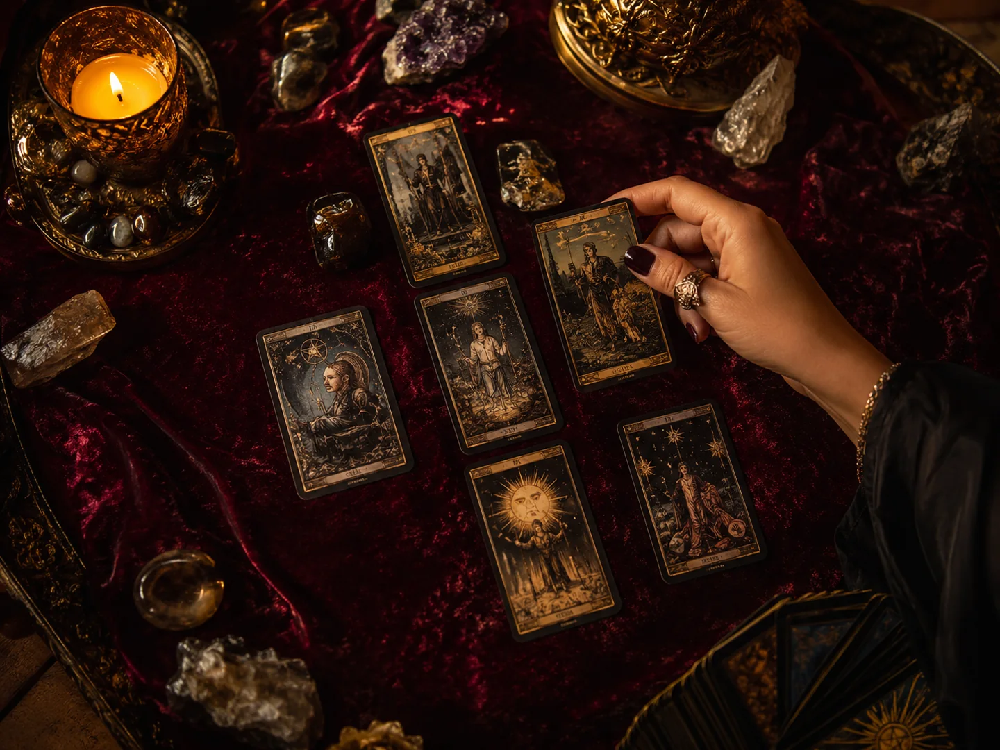 Cartas e Tarô em composição de leitura
